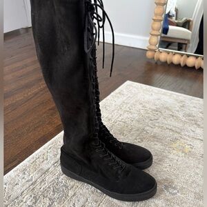 Stuart Weitzman Downtown Black Knee High Ultra Stretch Suede Boot 9
